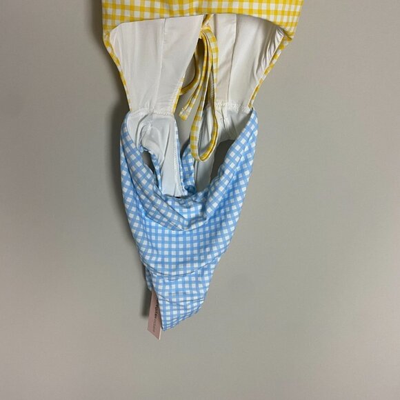 Aqua Colorblock Maillo Cutout One Piece Swimsuit Corn Flower Womens Small - Picture 3 of 11